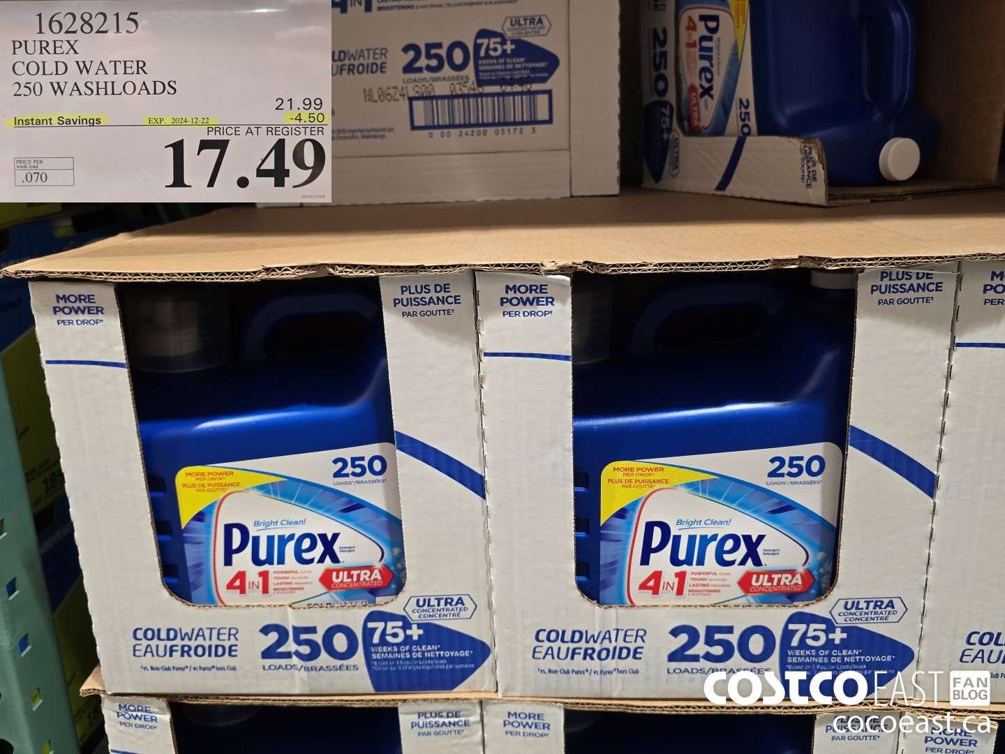 1628215 PUREX COLD WATER 250 washloads ($4.50 INSTANT SAVINGS EXPIRES ON 2024-12-22) $17.49