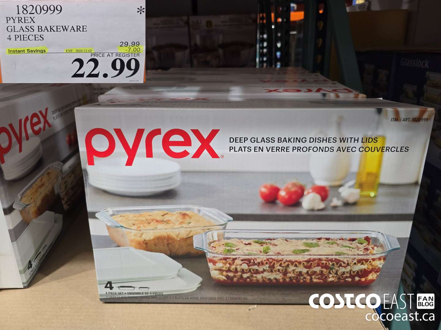 1820999 PYREX GLASS BAKEWARE 4 PIECES ($7.00 INSTANT SAVINGS EXPIRES ON 2024-12-02) $22.99