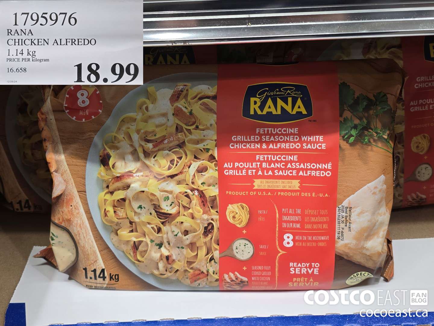 1795976 RANA CHICKEN ALFREDO 1.14 KG $18.99