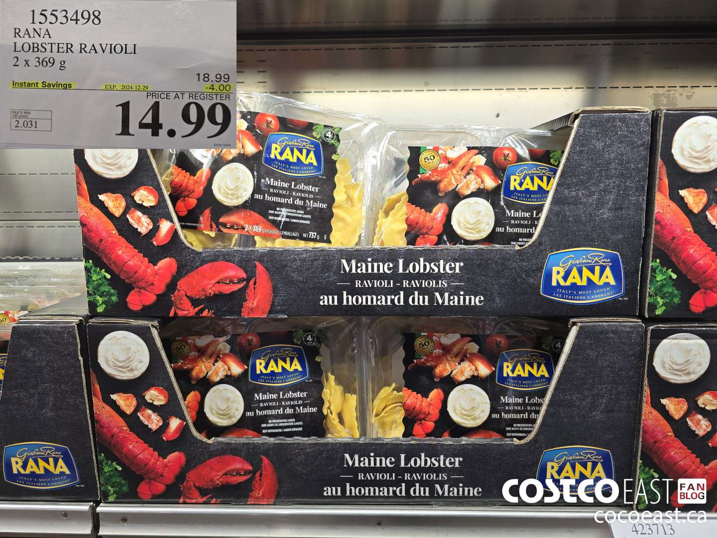 1553498 RANA LOBSTER RAVIOLI 2 x 369 g ($4.00 INSTANT SAVINGS EXPIRES ON 2024-12-29) $14.99