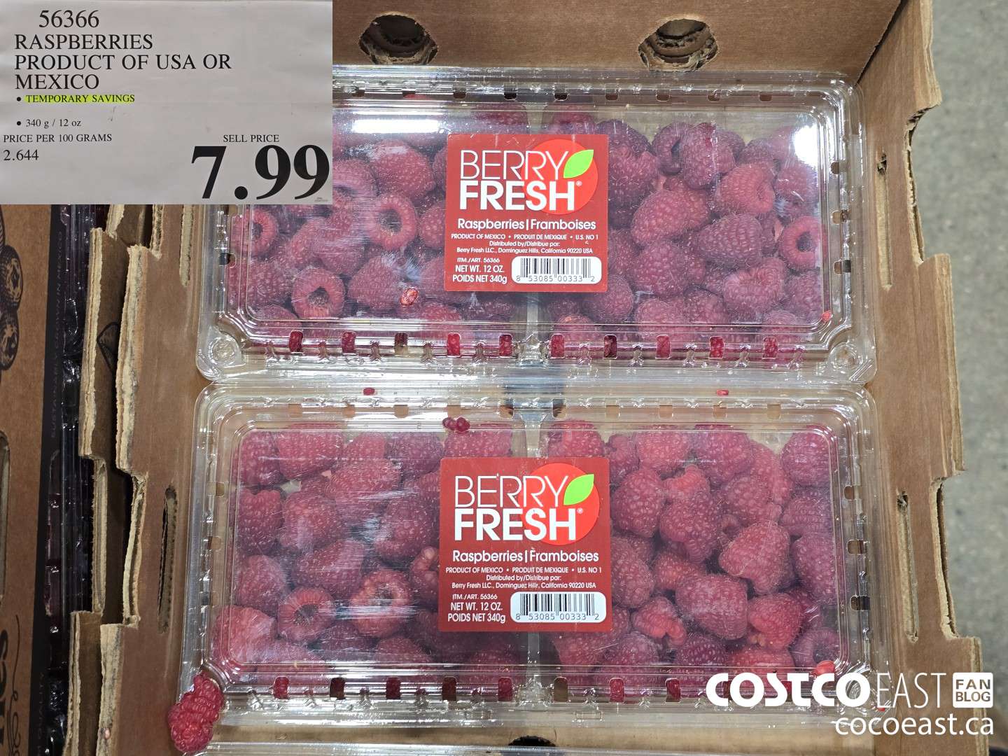 56366 RASPBERRIES PRODUCT OF USA AND MEXICO $7.99