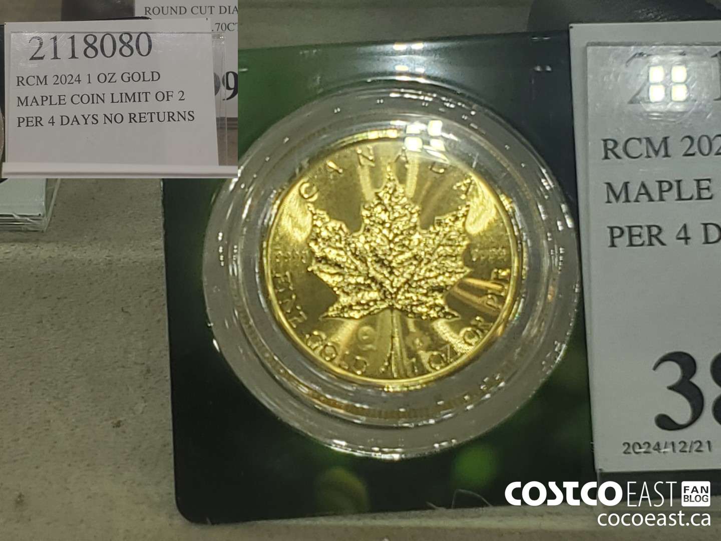 2118080 RCM 2024 1 OZ GOLD MAPLE COIN LIMIT OF 2 PER 4 DAYS NO RETURNS  $3879.99