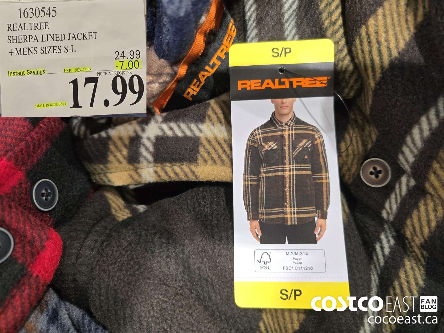 1630545 REALTREE SHERPA LINED JACKET +MENS SIZES S-XXL ($7.00 INSTANT SAVINGS EXPIRES ON 2021-12-08) $17.99