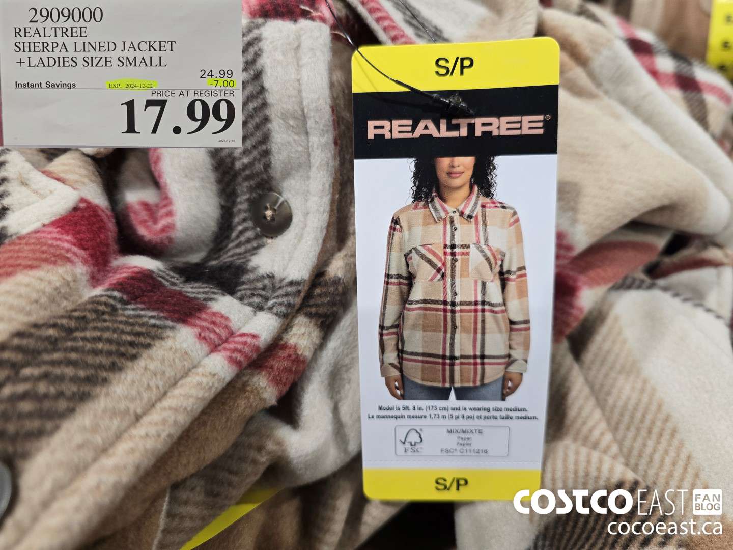 2909000 REALTREE SHERPA LINED JACKET + LADIES SIZES S-XXL ($7.00 INSTANT SAVINGS EXPIRES ON 2024-12-22) $17.99