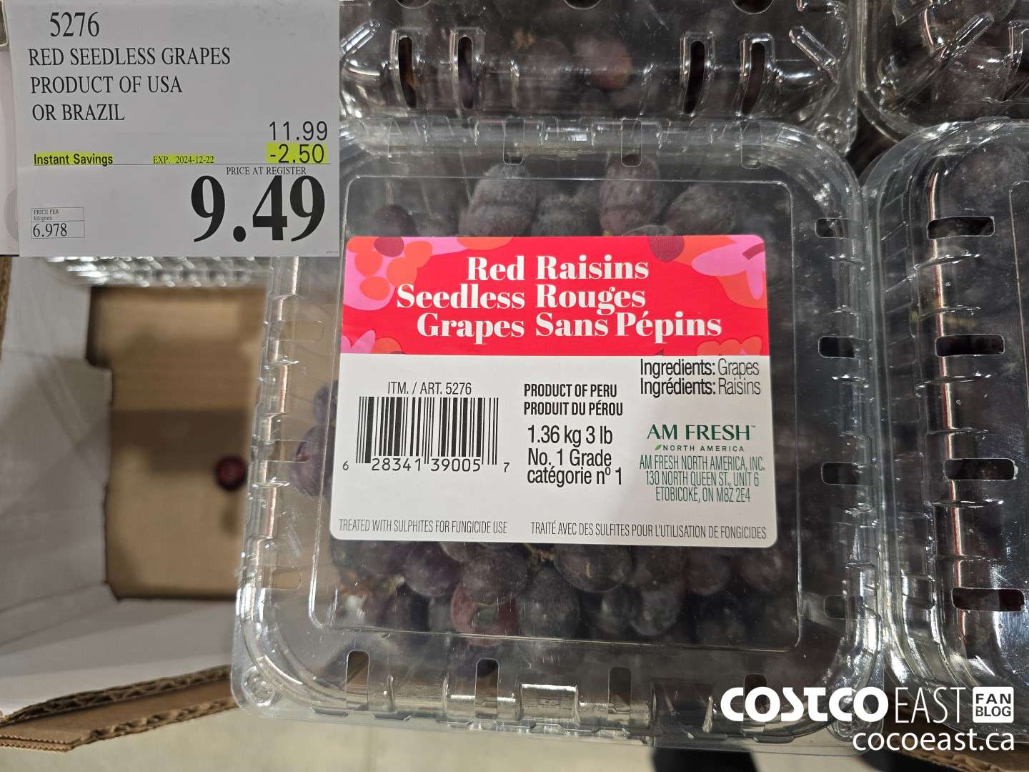 5276 RED SEEDLESS GRAPES PRODUCT OF USA ($2.50 INSTANT SAVINGS EXPIRES ON 2024-12-22) $9.49
