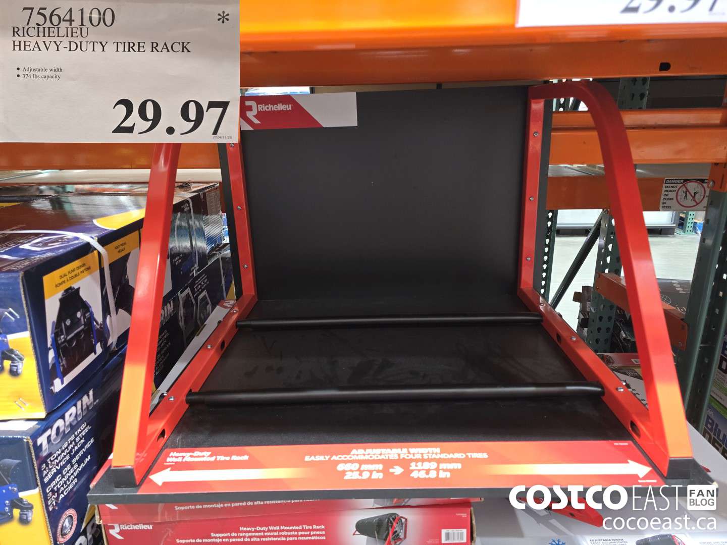 7564100 RICHELIEU HEAVY-DUTY TIRE RACK $29.97