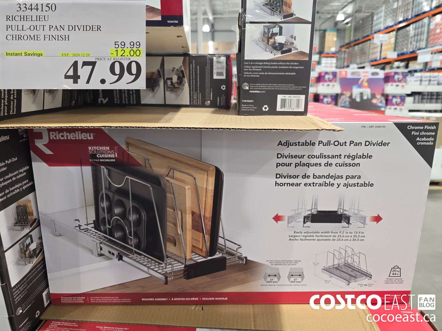 3344150 RICHELIEU PULL-OUT PAN DIVIDER CHROME FINISH ($12.99 INSTANT SAVINGS EXPIRES ON 2024-12-29) $47.99