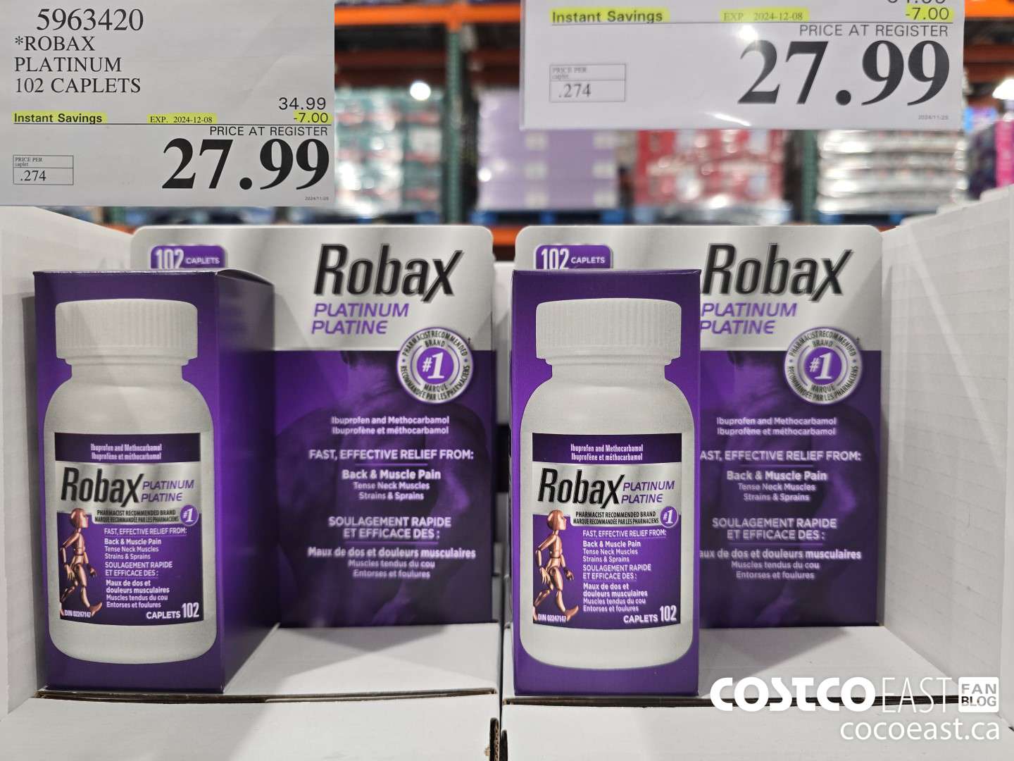 5963420 ROBAX PLATINUM 102 CAPLETS ($7.00 INSTANT SAVINGS EXPIRES ON 2024-12-08) $27.99