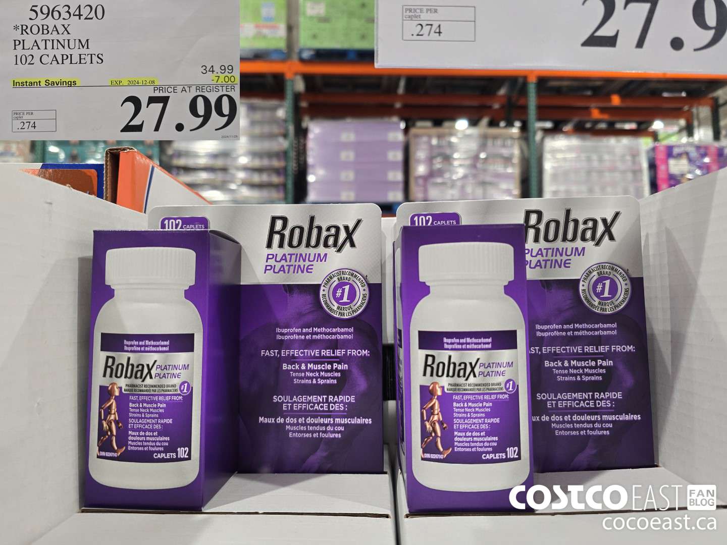 5963420 ROBAX PLATINUM 102 CAPLETS ($7.00 INSTANT SAVINGS EXPIRES ON 2024-12-08) $27.99