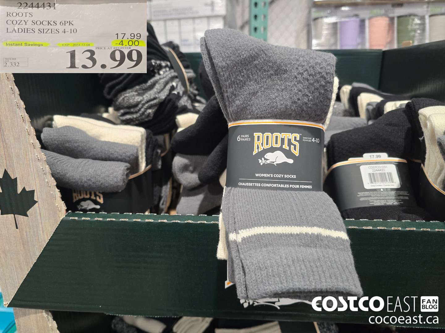 2244431 ROOTS COZY SOCKS 6PK LADIES SIZES 4-10 ($4.00 INSTANT SAVINGS EXPIRES ON 2024-12-08) $13.99