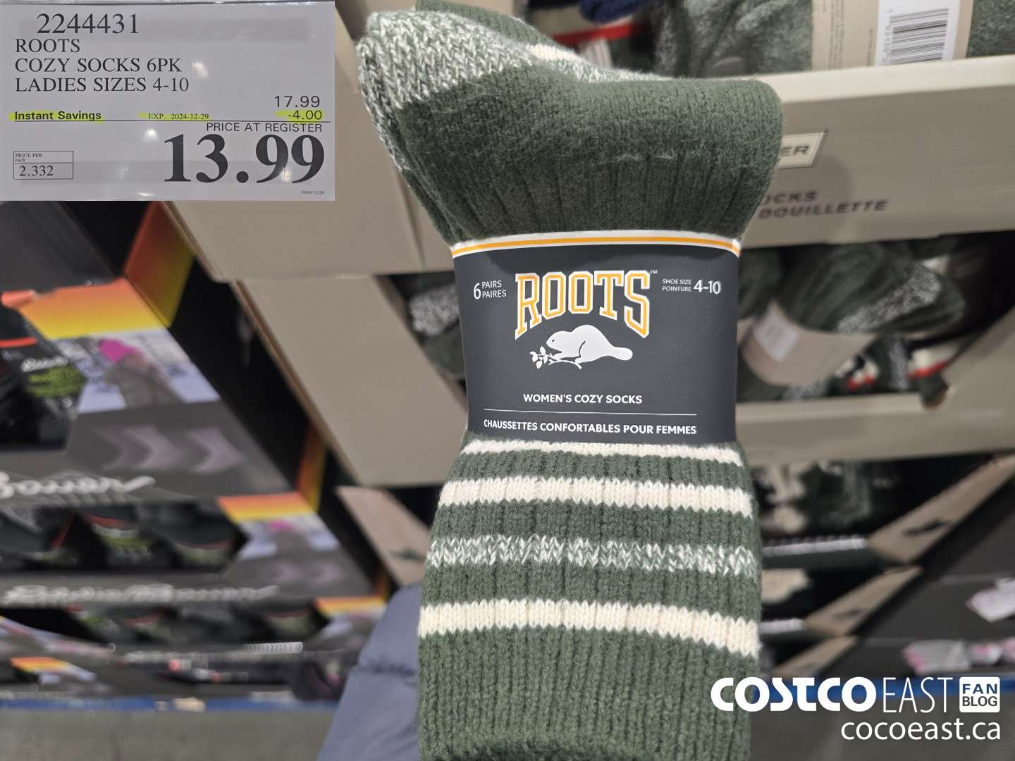 2244431 ROOTS COZY SOCKS 6PK LADIES SIZES 4-10 ($4.00 INSTANT SAVINGS EXPIRES ON 2024-12-29) $13.99