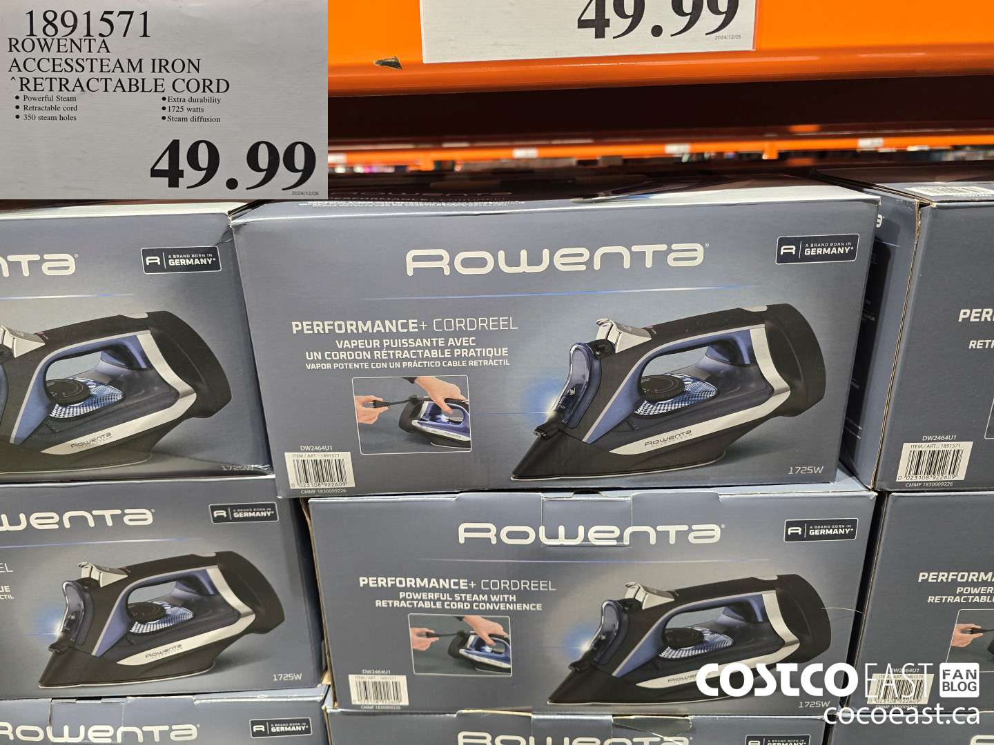 1891571 ROWENTA ACCESSTEAM IRON RETRACTABLE CORD $49.99