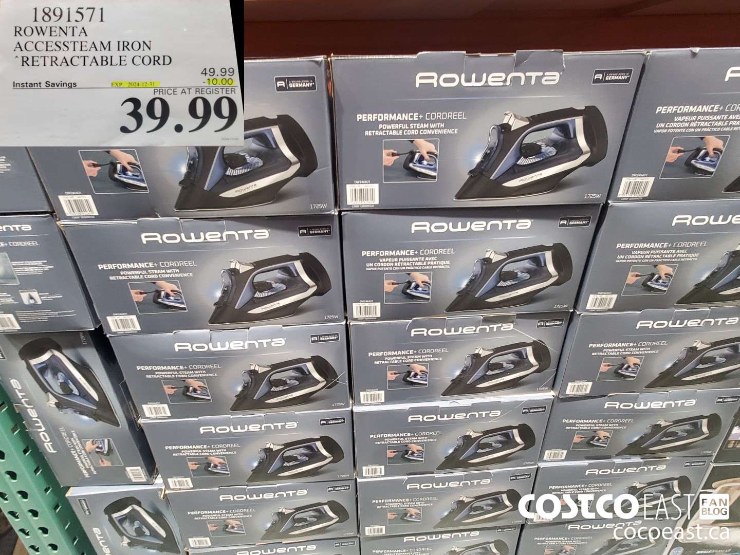 1891571 ROWENTA ACCESSTEAM IRON RETRACTABLE CORD ($10.00 INSTANT SAVINGS EXPIRES ON 2024-12-31) $39.99