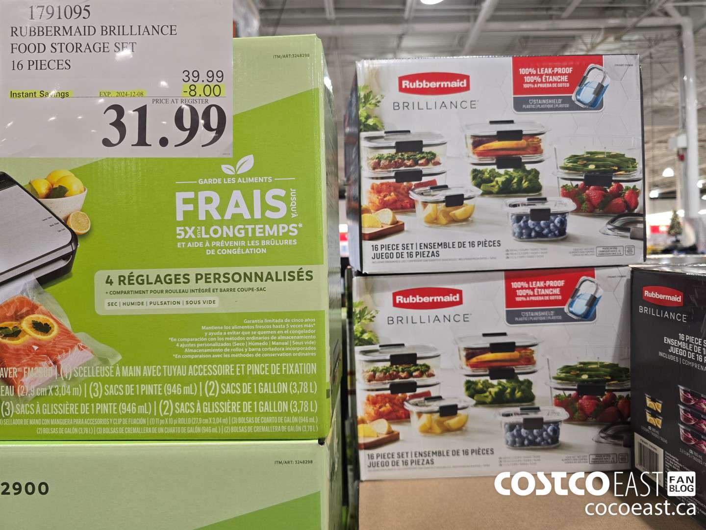 1791095 RUBBERMAID BRILLIANCE FOOD STORAGE SET 19 PIECES ($8.00 INSTANT SAVINGS EXPIRES ON 2024-12-08) $31.99