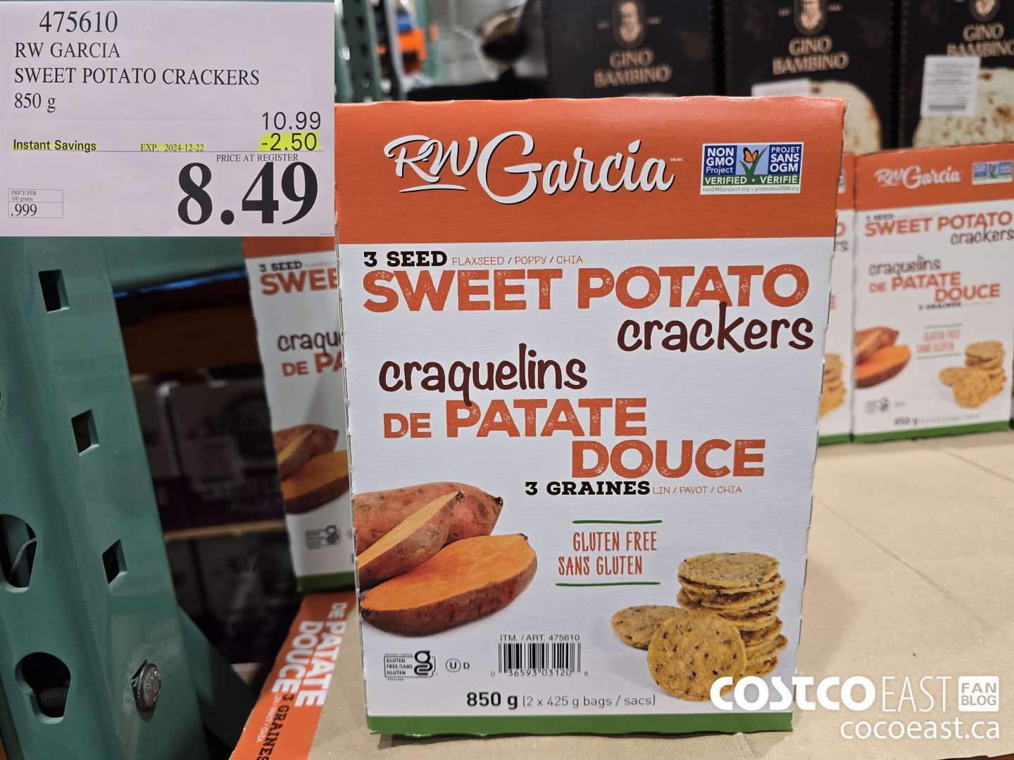 475610 RW GARCIA SWEET POTATO CRACKERS 850 G ($2.50 INSTANT SAVINGS EXPIRES ON 2024-12-22) $8.49