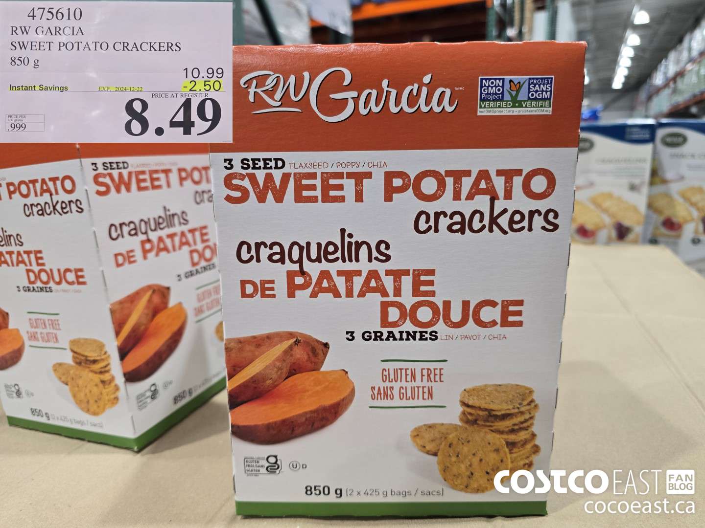475610 RW GARCIA SWEET POTATO CRACKERS 850 G ($2.50 INSTANT SAVINGS EXPIRES ON 2024-12-22) $8.49