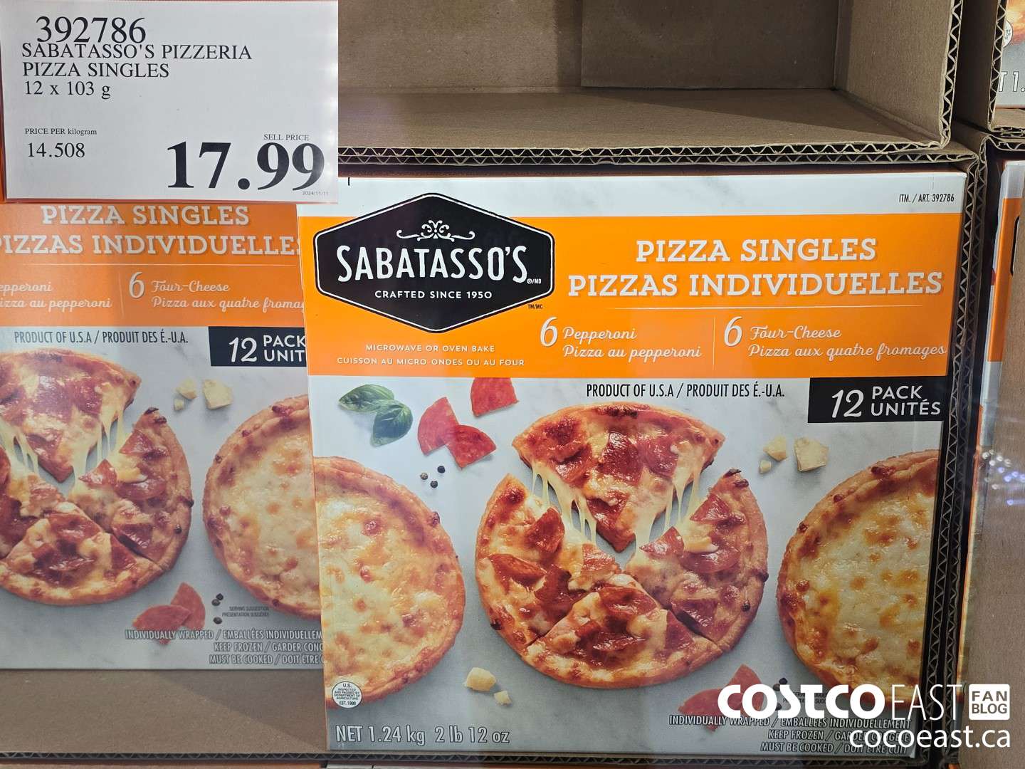 392786 SABATASSO'S PIZZERIA PIZZA SINGLES 12 X 103 G $17.99
