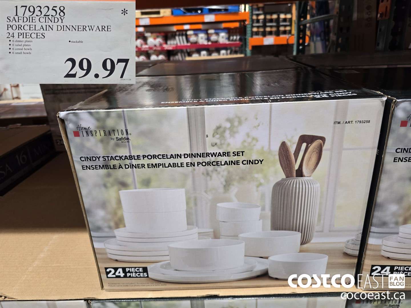 1793258 SAFDE CINDY PORCELAIN DINNERWARE 24 PIECES  $29.97