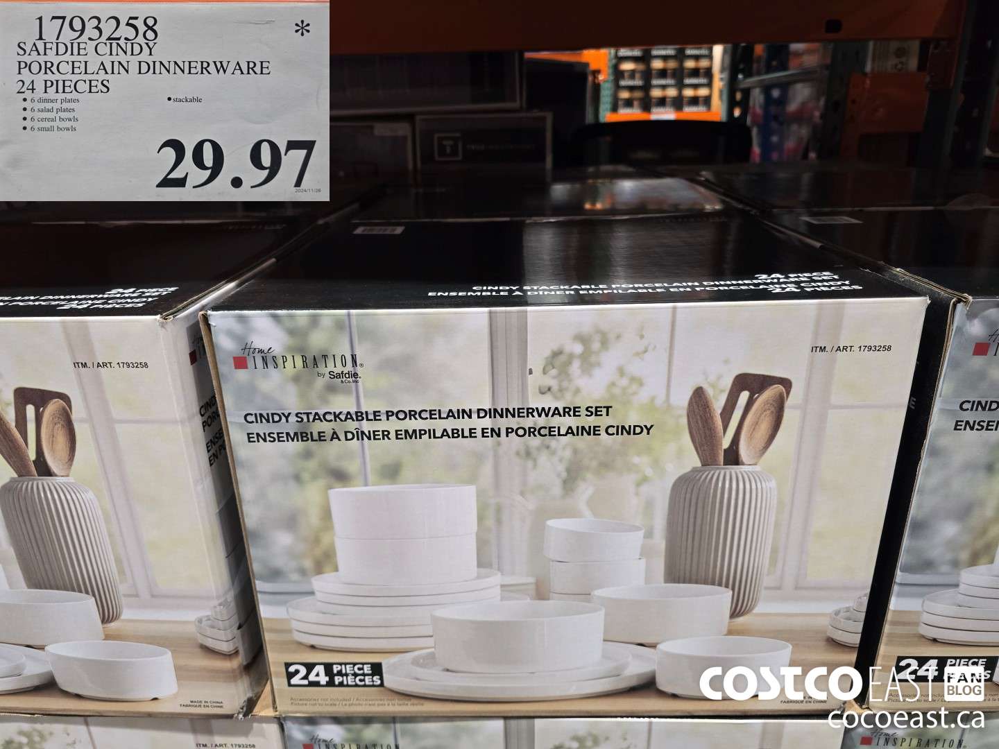 1793258 SAFDE CINDY PORCELAIN DINNERWARE 24 PIECES  $29.97