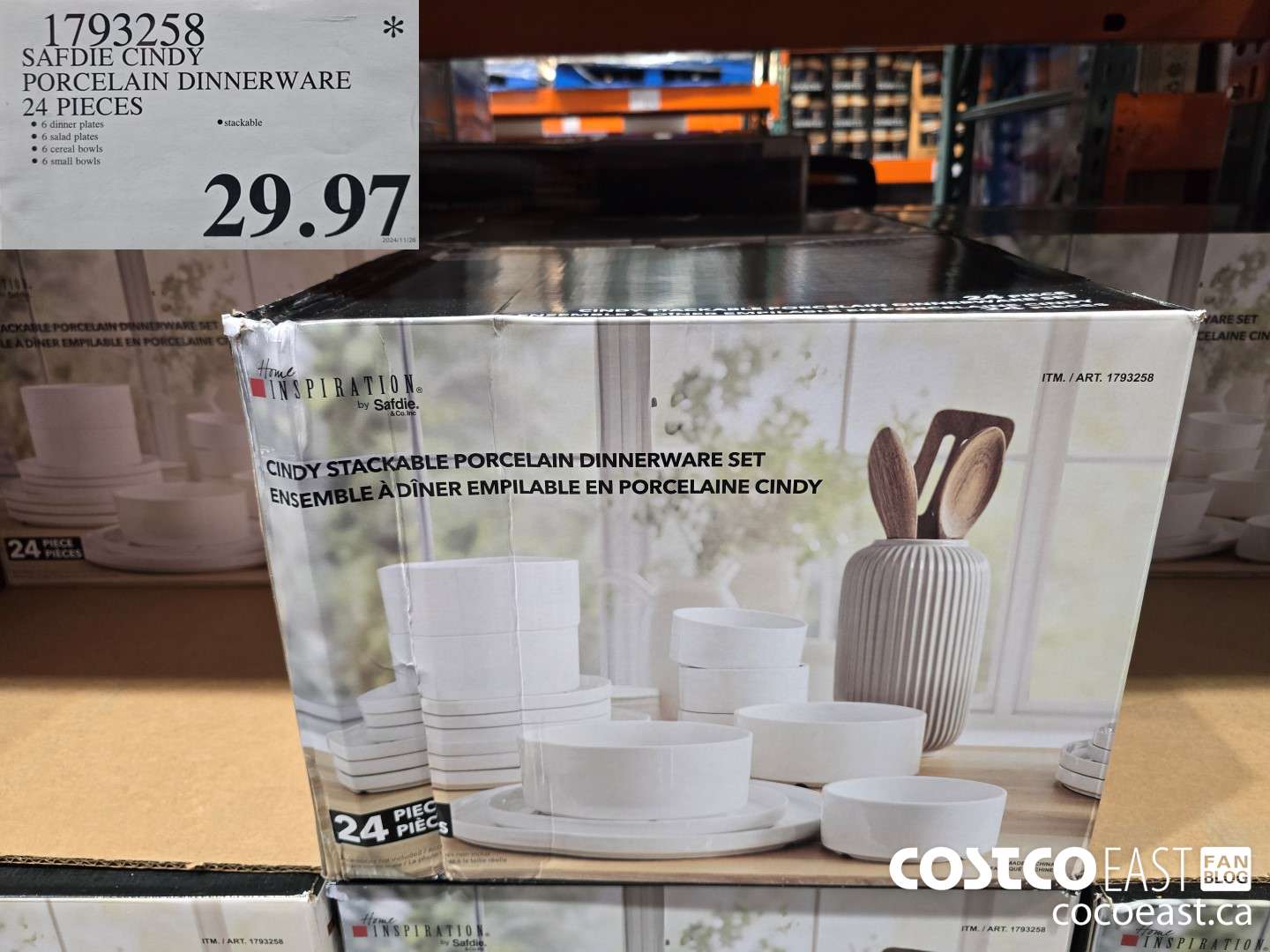1793258 SAFDIE CINDY PORCELAIN DINNERWARE 24 PIECES $29.97