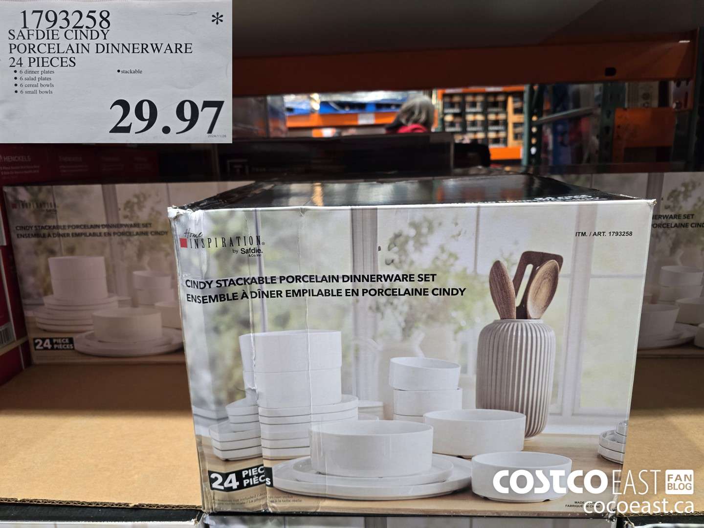 1793258 SAFDIE CINDY PORCELAIN DINNERWARE 24 PIECES $29.97