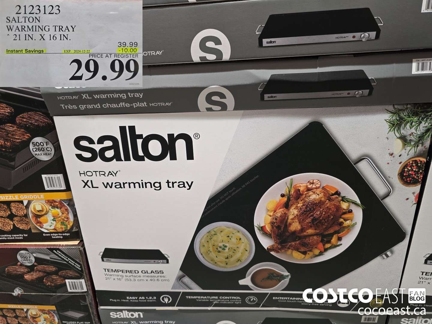 2123123 SALTON WARMING TRAY 21 IN x 16 IN ($10.00 INSTANT SAVINGS EXPIRES ON 2024-12-22) $29.99