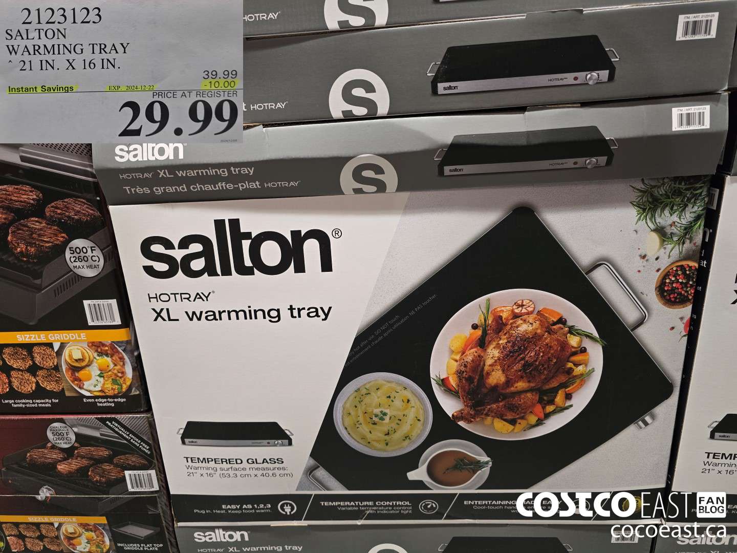 2123123 SALTON WARMING TRAY 21 IN x 16 IN ($10.00 INSTANT SAVINGS EXPIRES ON 2024-12-22) $29.99