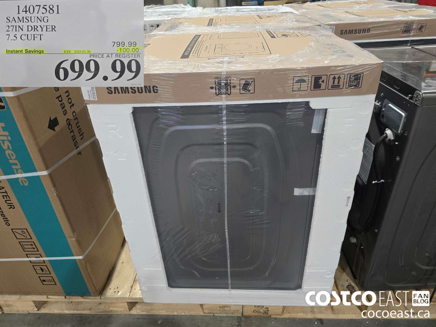 1407581 SAMSUNG 27IN DRYER 7.5 CUFT ($100.00 INSTANT SAVINGS EXPIRES ON 2025-01-26) $699.99