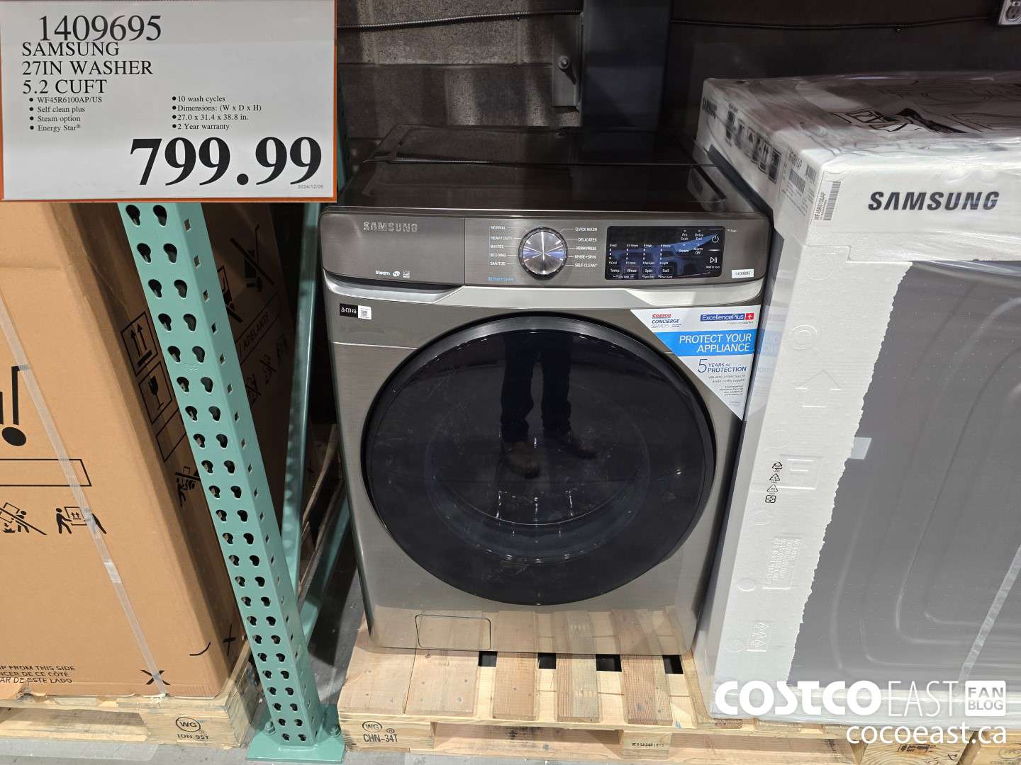 1409695 SAMSUNG 27IN WASHER 5.2 CUFT $799.99