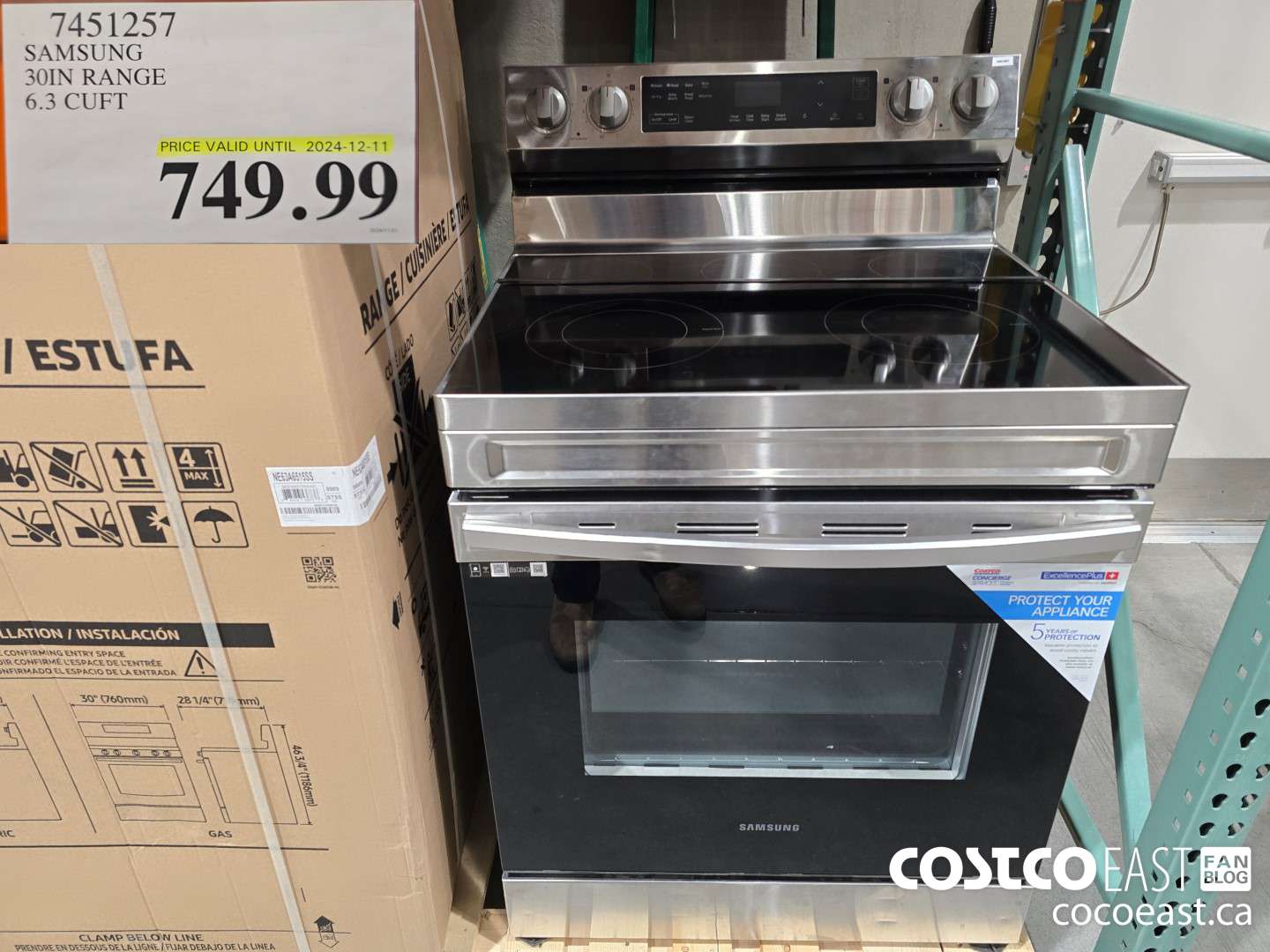 7451257 SAMSUNG 30IN RANGE 6.3 CUFT. $749.99