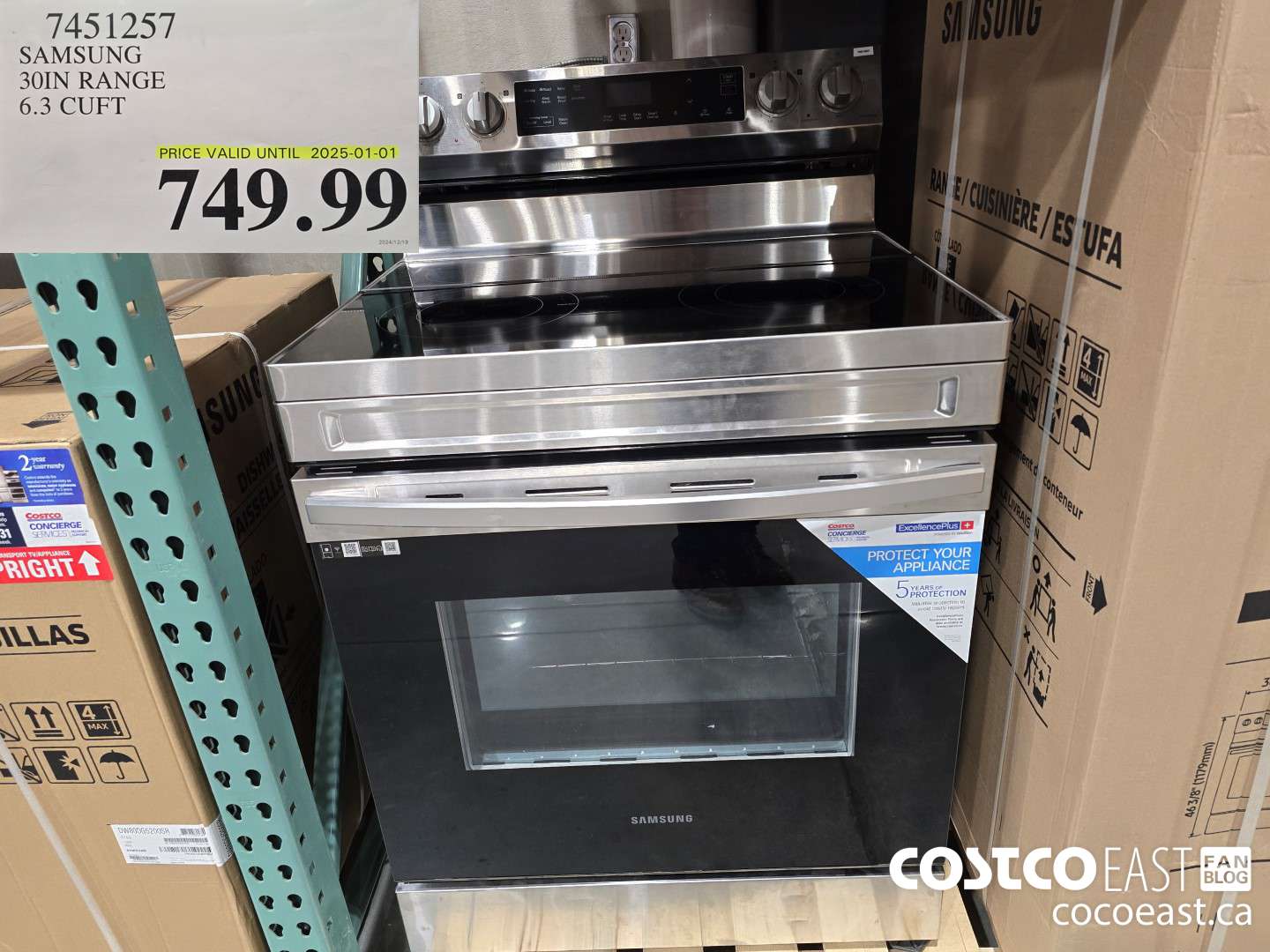 7451257 SAMSUNG 30IN RANGE 6.3 CUFT. $794.99