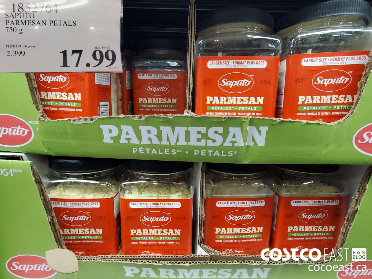 1852764 SAPUTO PARMESAN PETALS 750 g $17.99