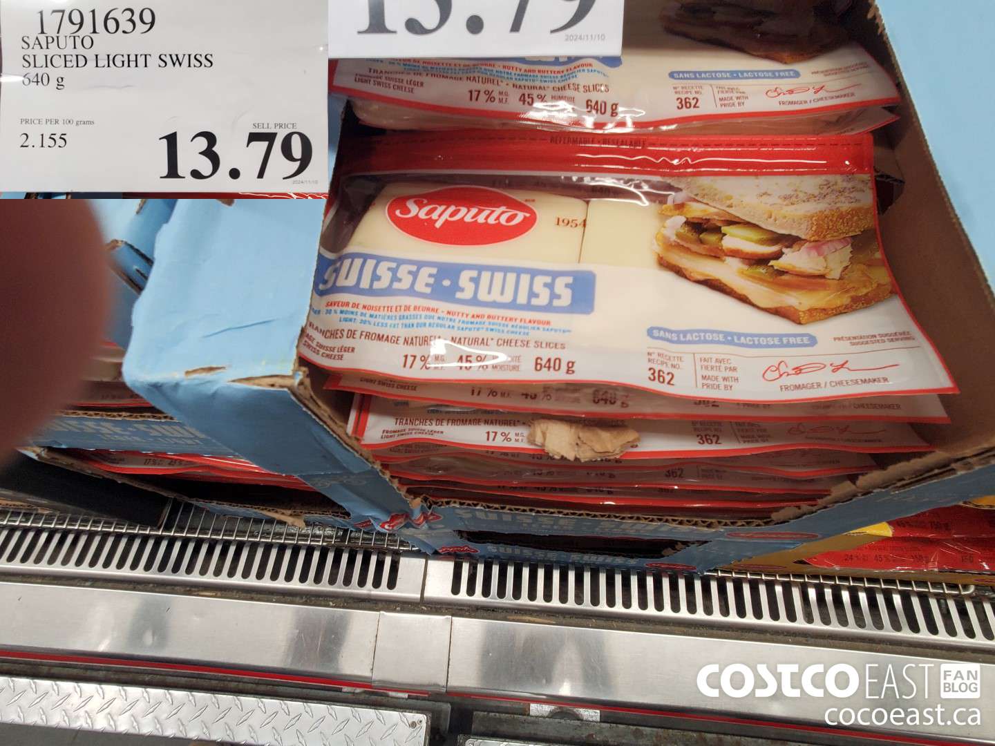 1791639 SAPUTO SLICED LIGHT SWISS 640 g  $13.79