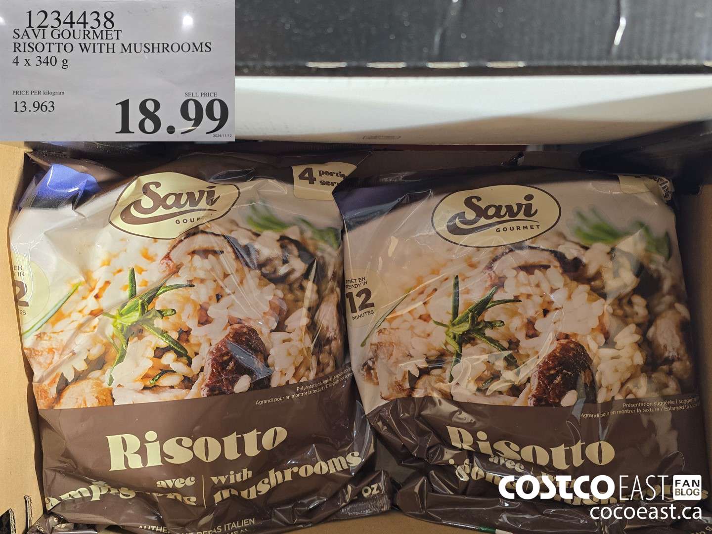 1234438 SAVI GOURMET RISOTTO WITH MUSHROOMS 4 x 340 g $18.99
