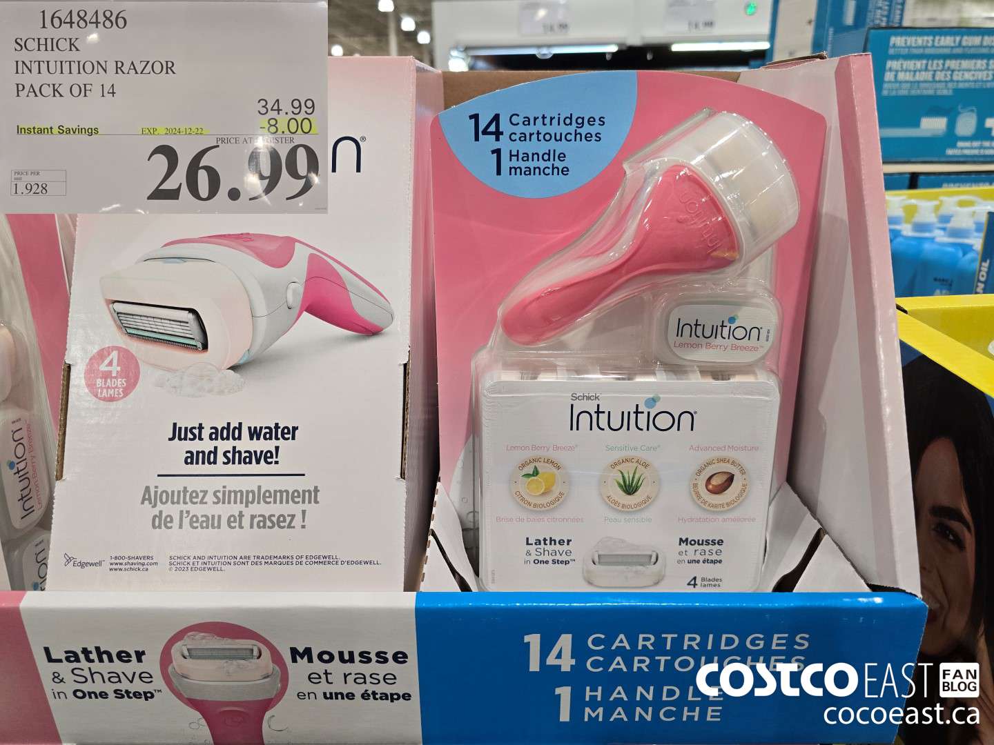 1648486 SCHICK INTUITION RAZOR PACK OF 14 ($8.00 INSTANT SAVINGS EXPIRES ON 2024-12-22) $26.99