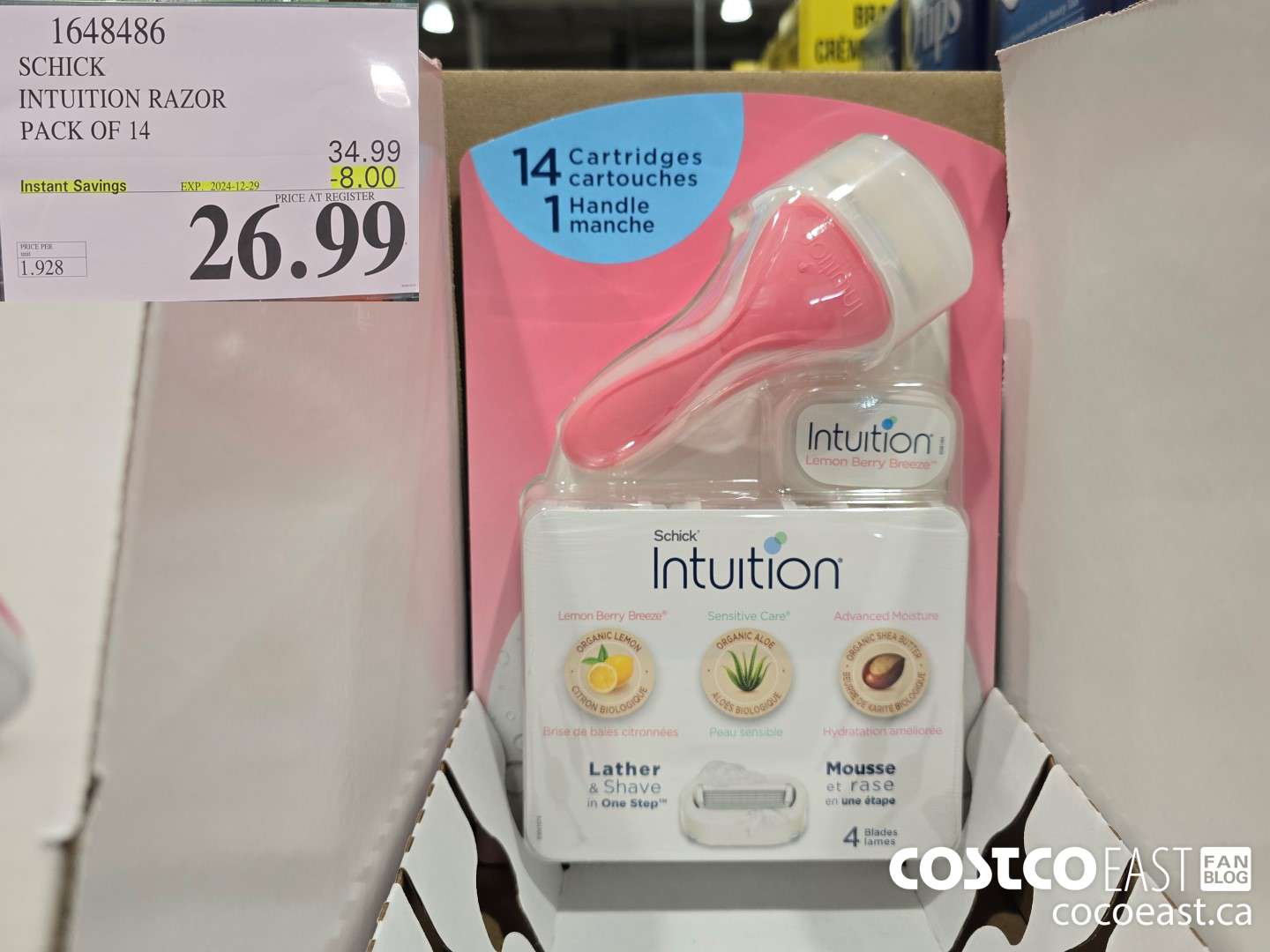 1648486 SCHICK INTUITION RAZOR PACK OF 14 ($8.00 INSTANT SAVINGS EXPIRES ON 2024-12-22) $26.99