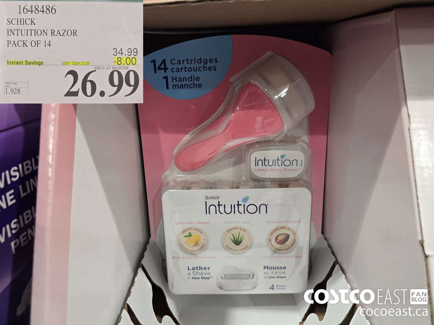 1648486 SCHICK INTUITION RAZOR PACK OF 14 ($8.00 INSTANT SAVINGS EXPIRES ON 2024-12-29) $26.99