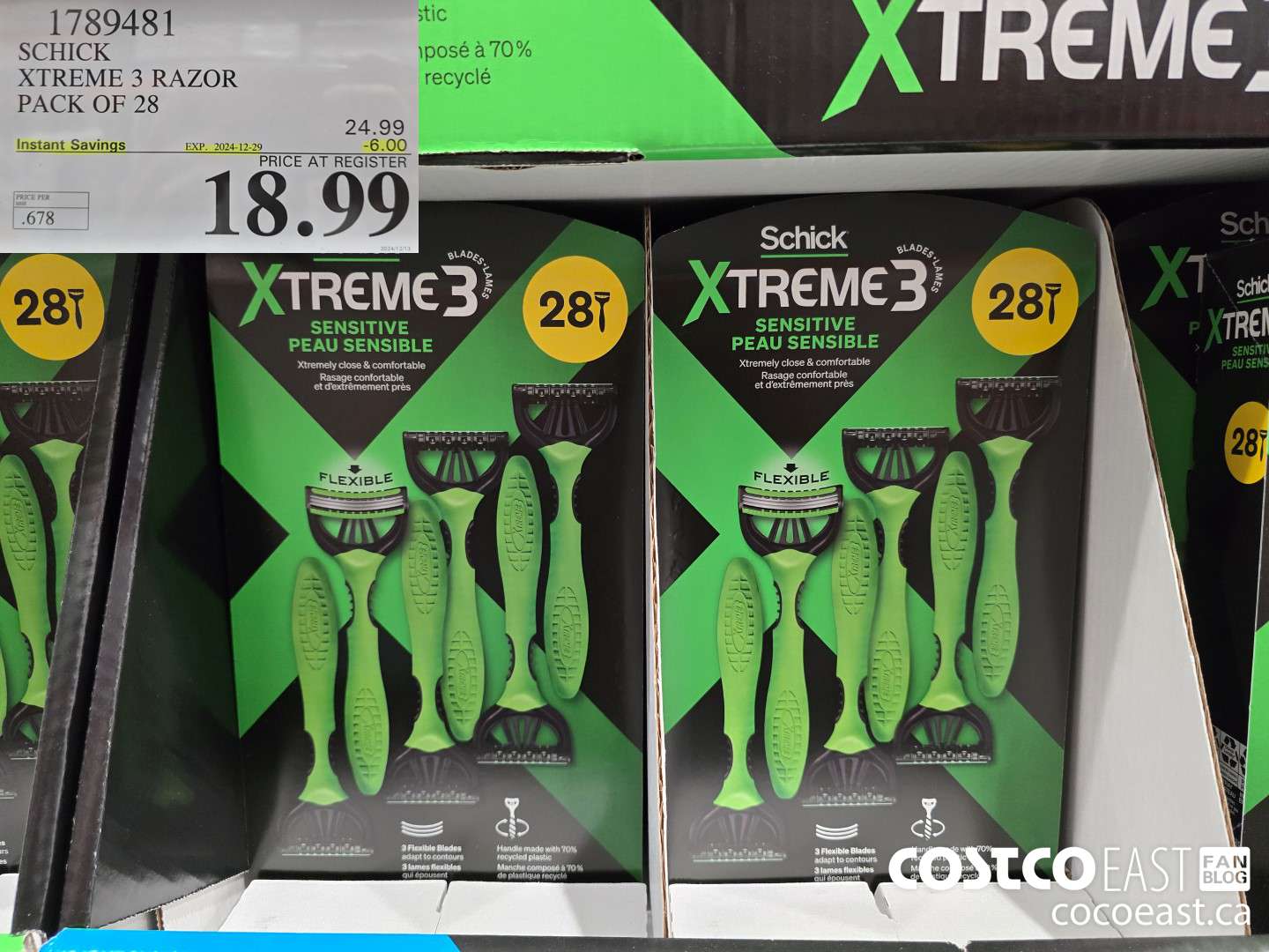 1789481 SCHICK XTREME 3 RAZOR PACK OF 28 ($6.00 INSTANT SAVINGS EXPIRES ON 2024-12-22) $18.99