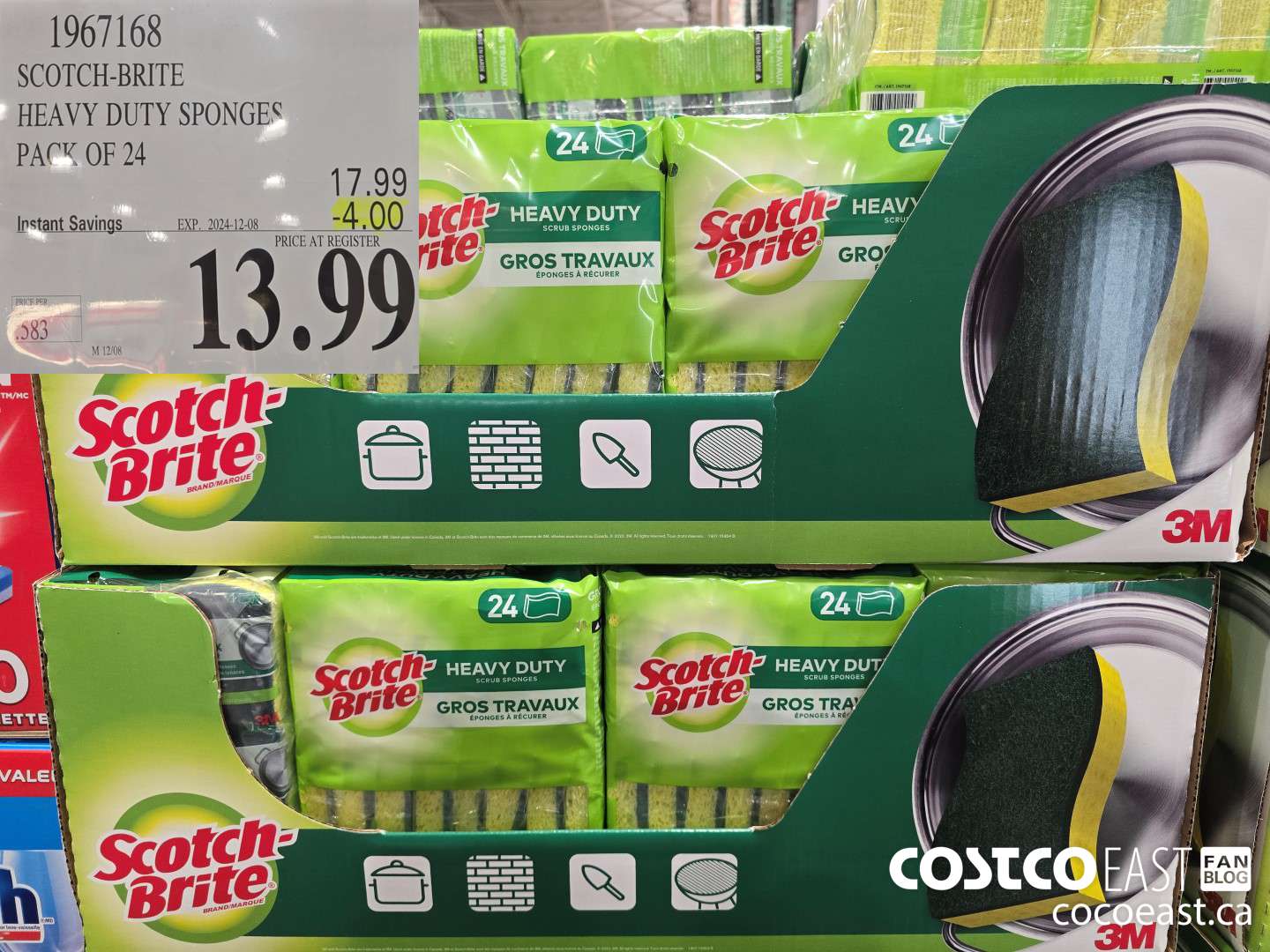 1967168 SCOTCH-BRITE SCRUB SPONGES PACK OF 24 ($4.00 INSTANT SAVINGS EXPIRES ON 2024-12-08) $13.99