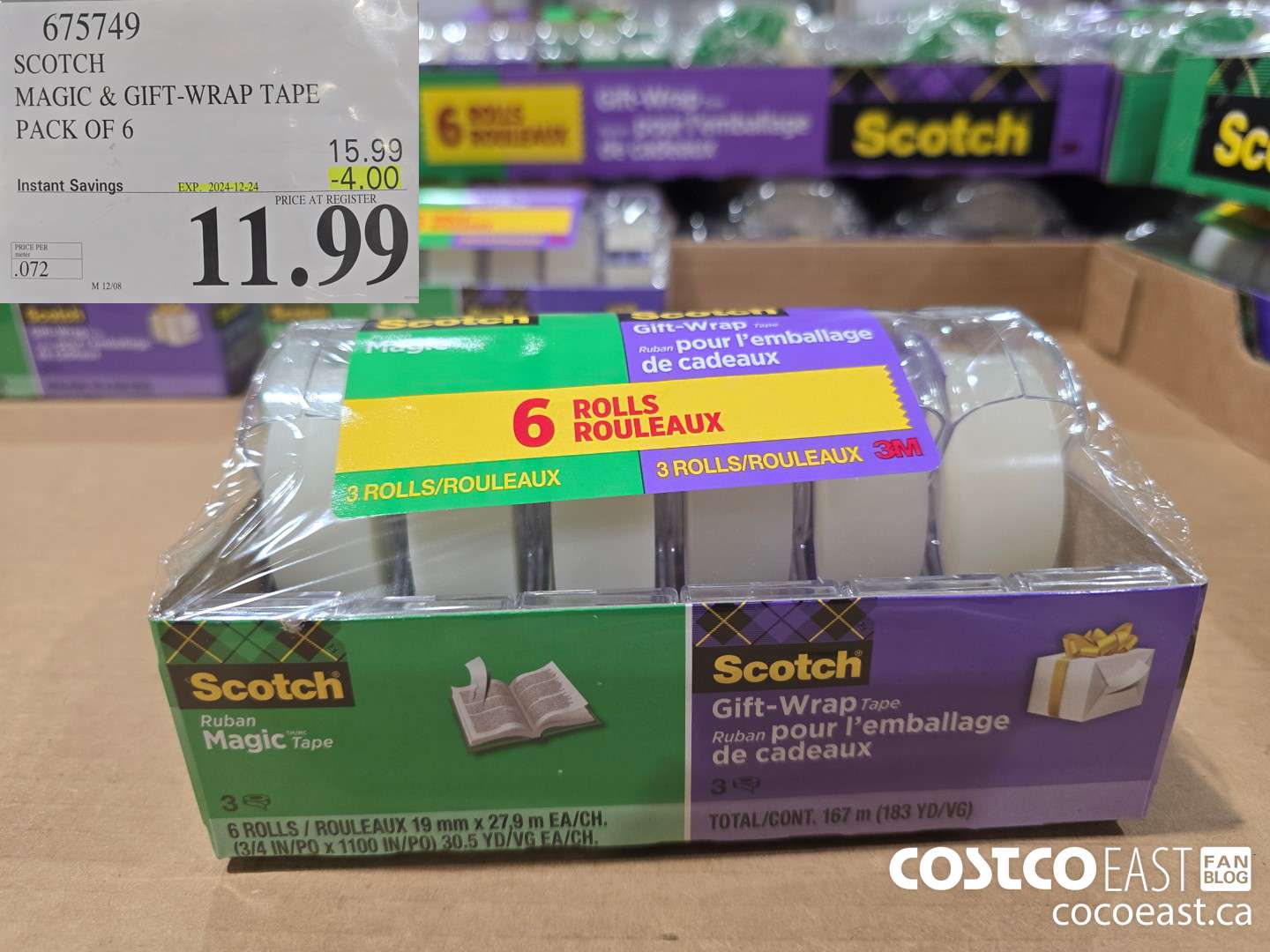 675749 SCOTCH MAGIC & GIFT-WRAP TAPE PACK OF 6 ($4.00 INSTANT SAVINGS EXPIRES ON 2024-12-24) $11.99