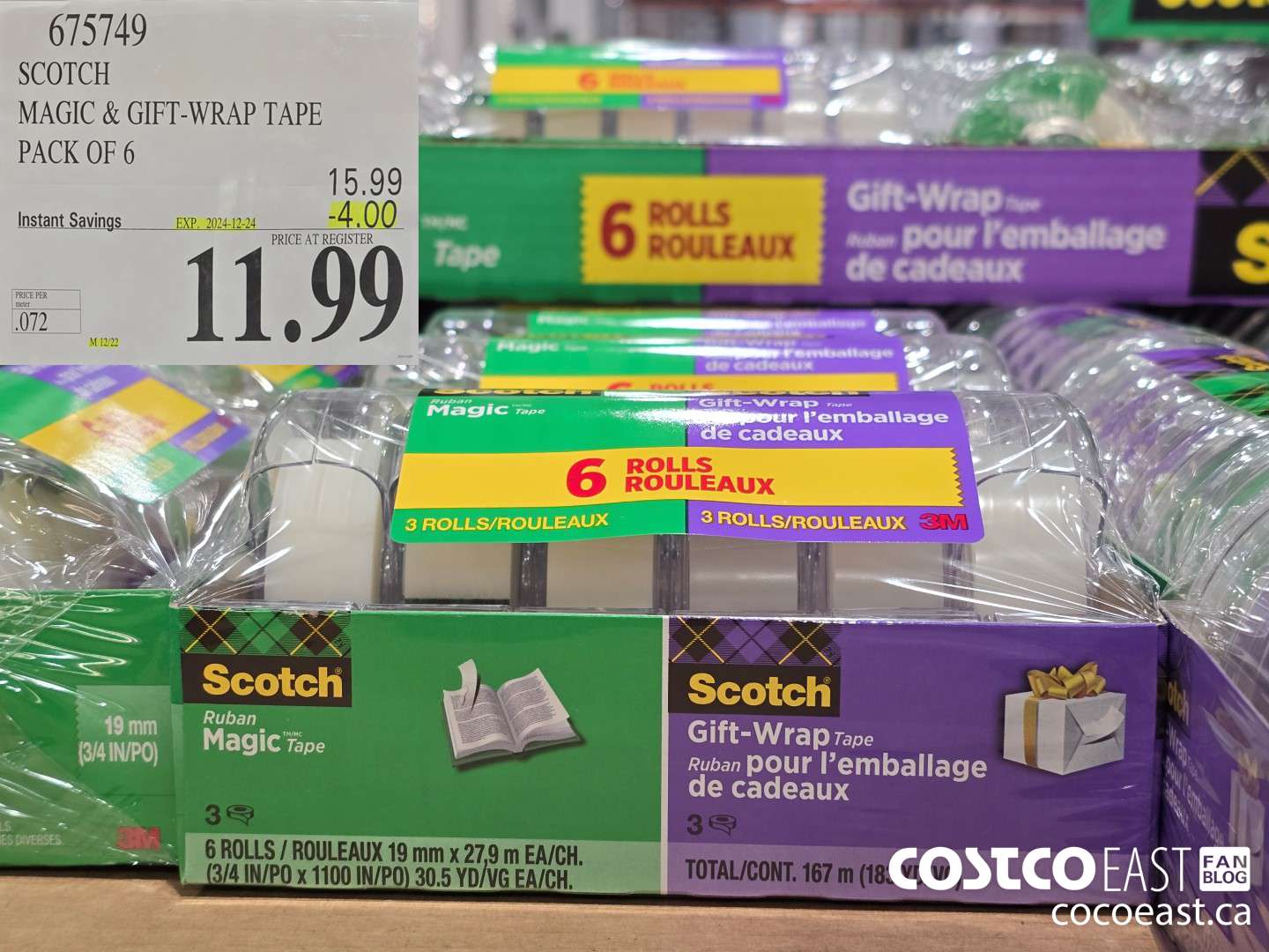 675749 SCOTCH MAGIC & GIFT-WRAP TAPE PACK OF 6 ($4.00 INSTANT SAVINGS EXPIRES ON 2024-12-24) $11.99