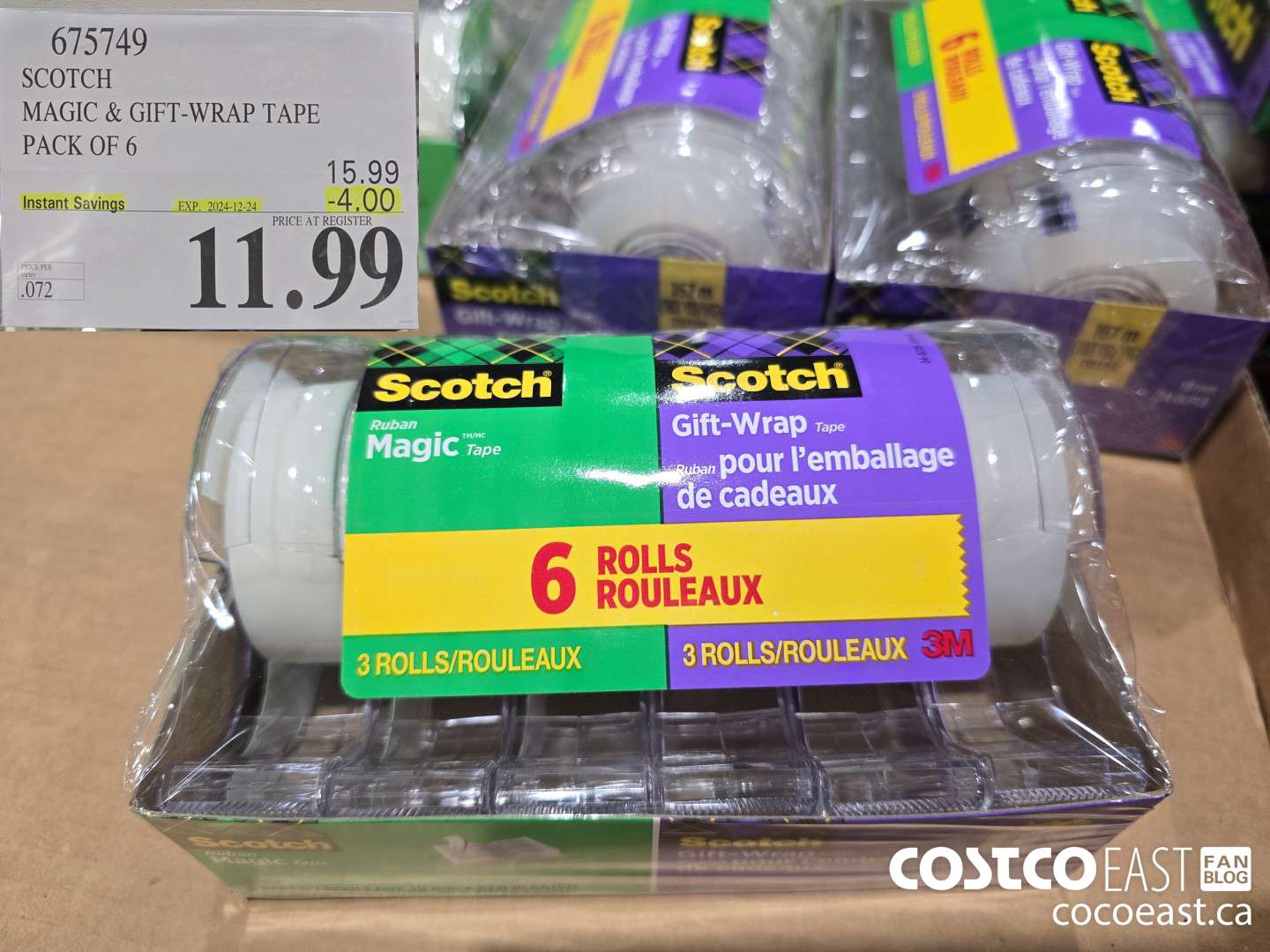 675749 SCOTCH MAGIC & GIFT-WRAP TAPE PACK OF 6 ($4.00 INSTANT SAVINGS EXPIRES ON 2024-12-24) $11.99