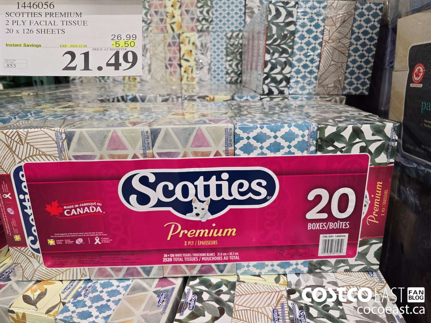 1446056 SCOTTIE PREMIUM 2 PLY FACIAL TISSUES 20 x 126 sheets ($5.50 INSTANT SAVINGS EXPIRES ON 2024-12-08) $21.49