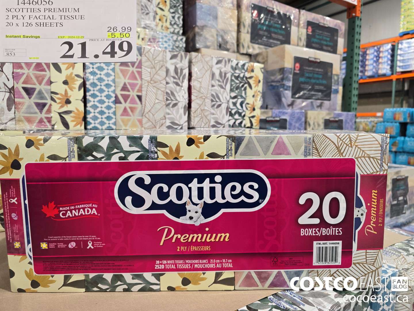 1446056 SCOTTIE PREMIUM 2 PLY FACIAL TISSUES 20 x 126 sheets ($5.50 INSTANT SAVINGS EXPIRES ON 2024-12-29) $21.49