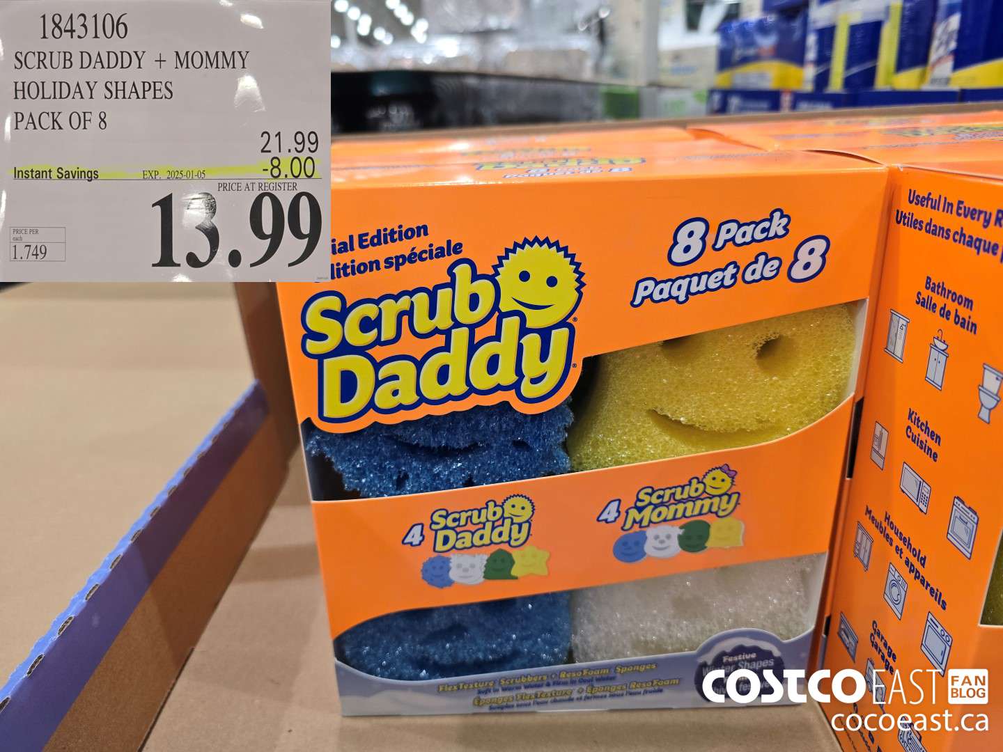 1843106 SCRUB DADDY + MOMMY HOLIDAY SHAPES PACK OF 8 ($8.00 INSTANT SAVINGS EXPIRES ON 2025-01-05) $13.99