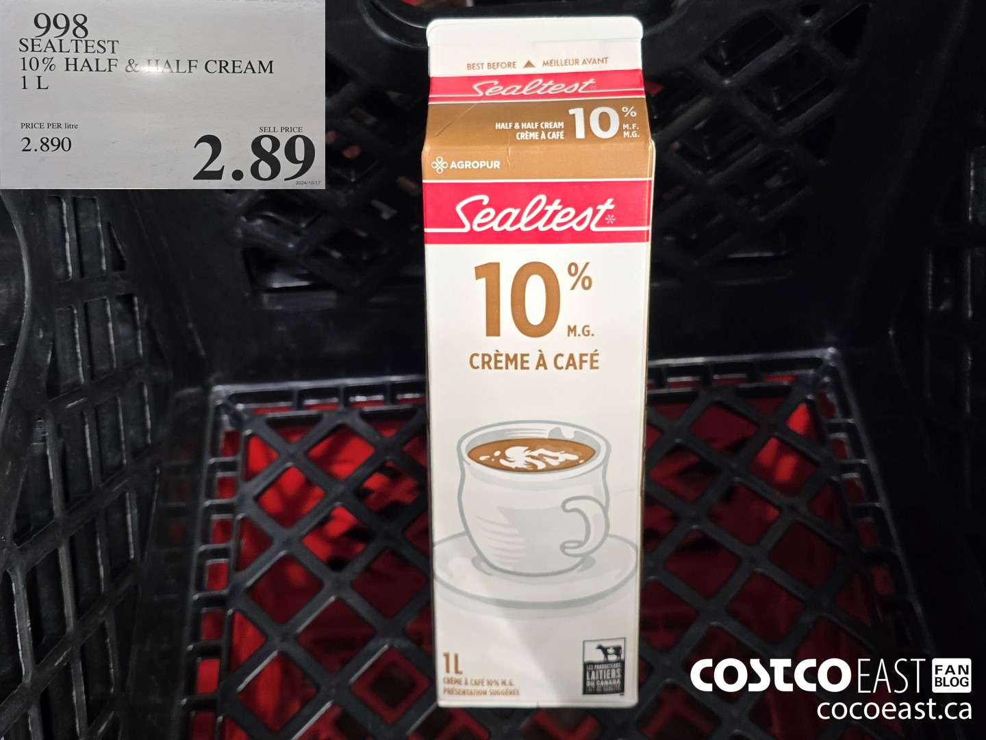 998 SEALTEST 10% HALF & HALF CREAM 1 L $2.89