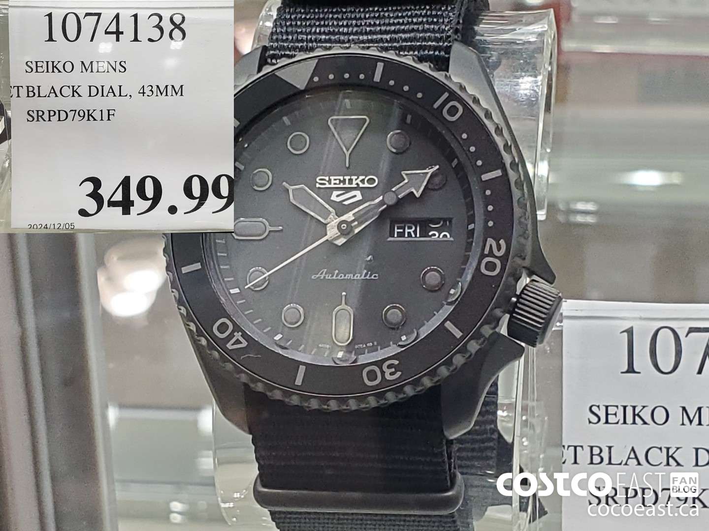 1074138 SEIKO MENS BLACK DIAL, 43MM  $349.99