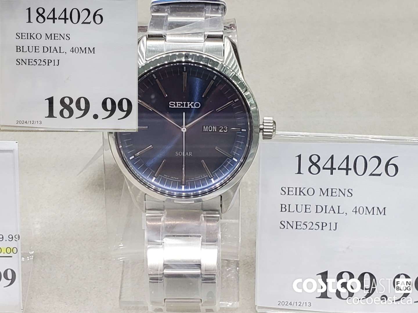 1844026 SEIKO MENS BLUE DIAL, 40MM $189.99