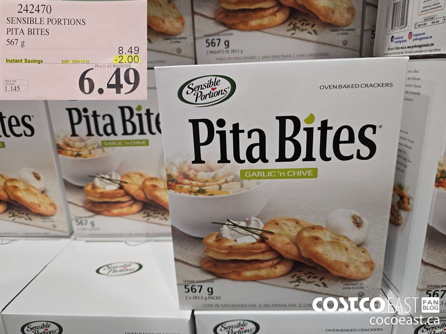 242470 SENSIBLE PORTIONS PITA BITES 567 g ($2.00 INSTANT SAVINGS EXPIRES ON 2024-12-22) $6.49