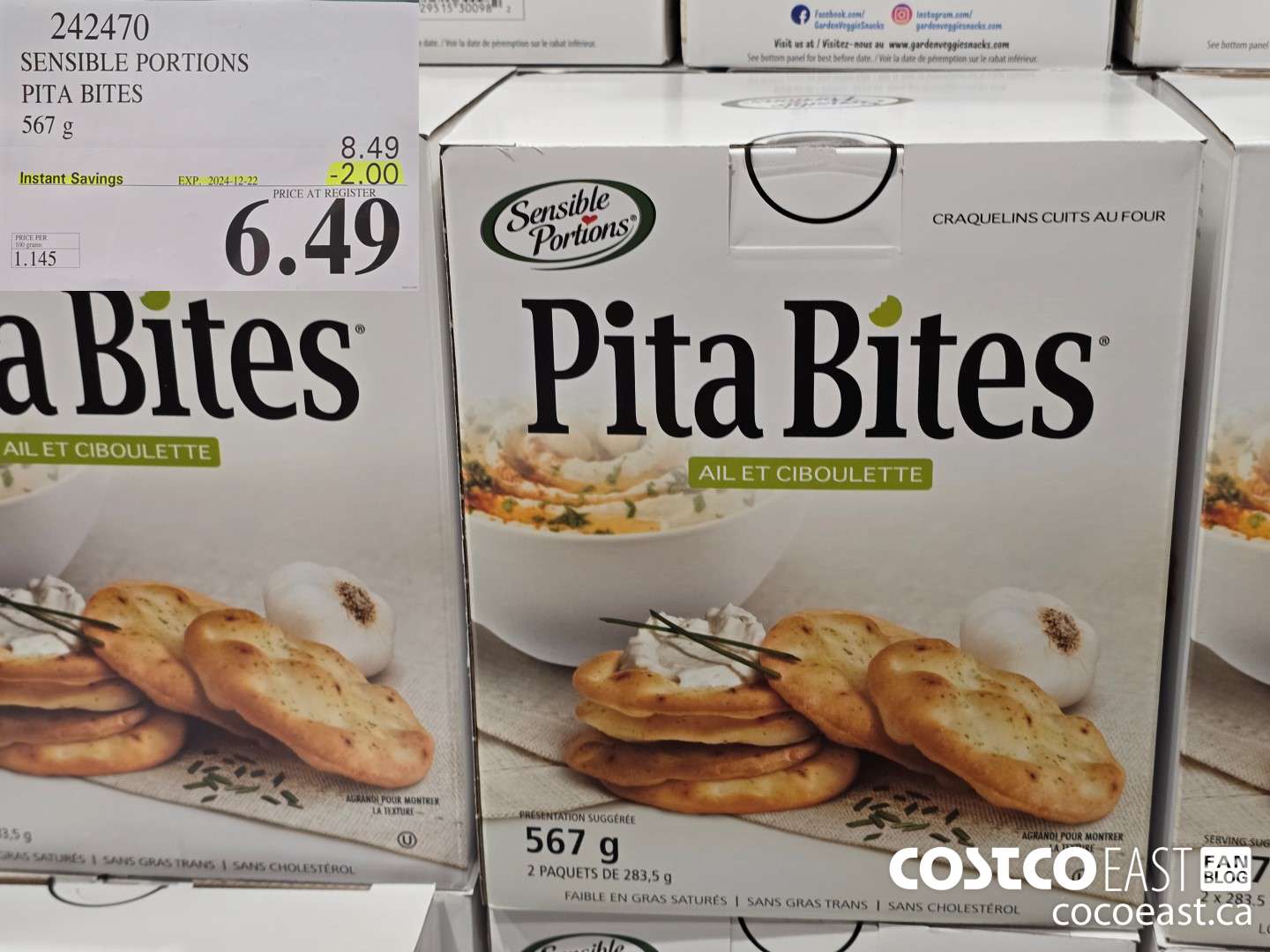 242470 SENSIBLE PORTIONS PITA BITES 567 g ($2.00 INSTANT SAVINGS EXPIRES ON 2024-12-22) $6.49